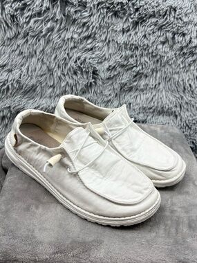 Hey Dude Loafers Womens 10 Wendy Shoes Chambray White Lightweight Low Top